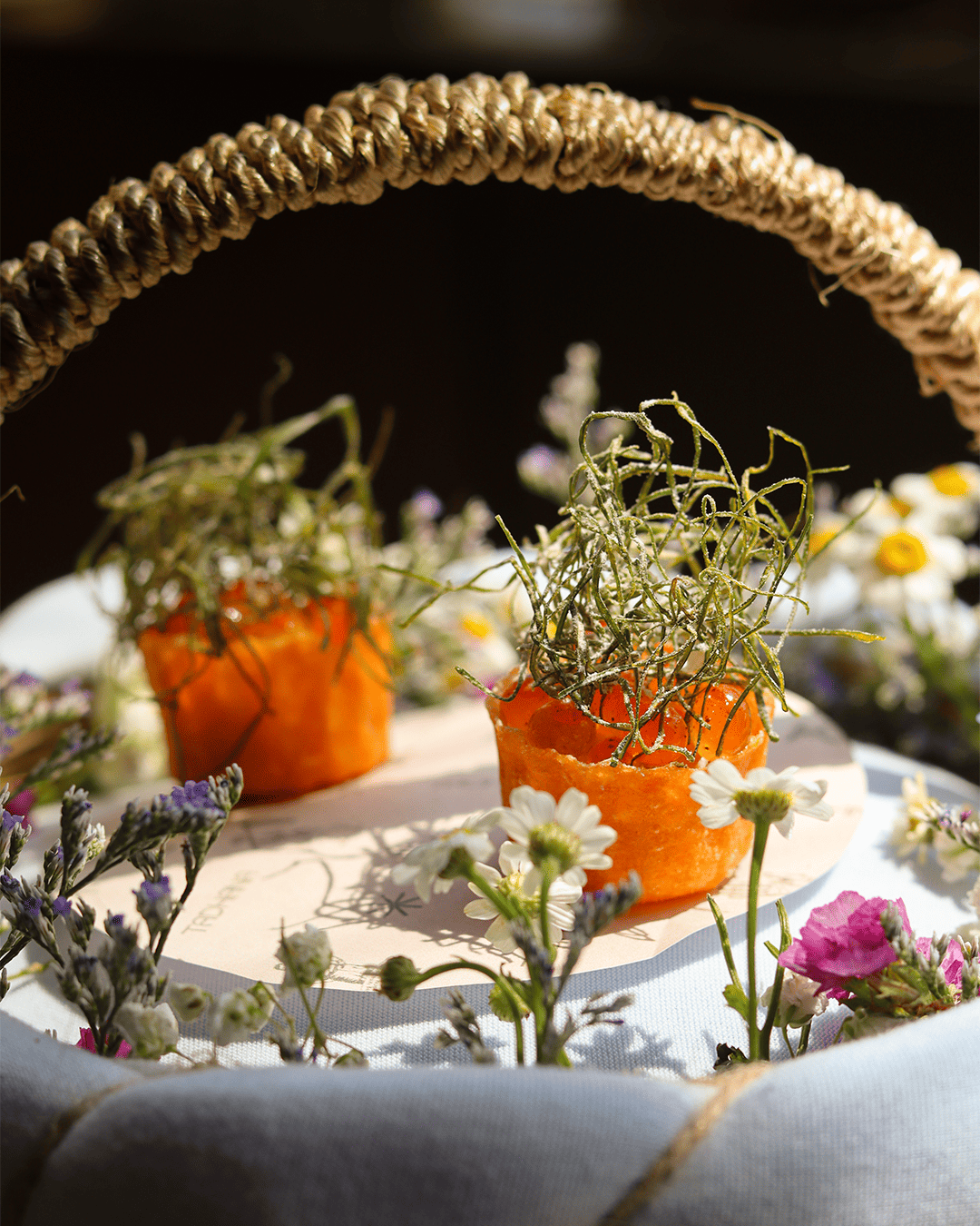 Amuse-bouche in flower basket
