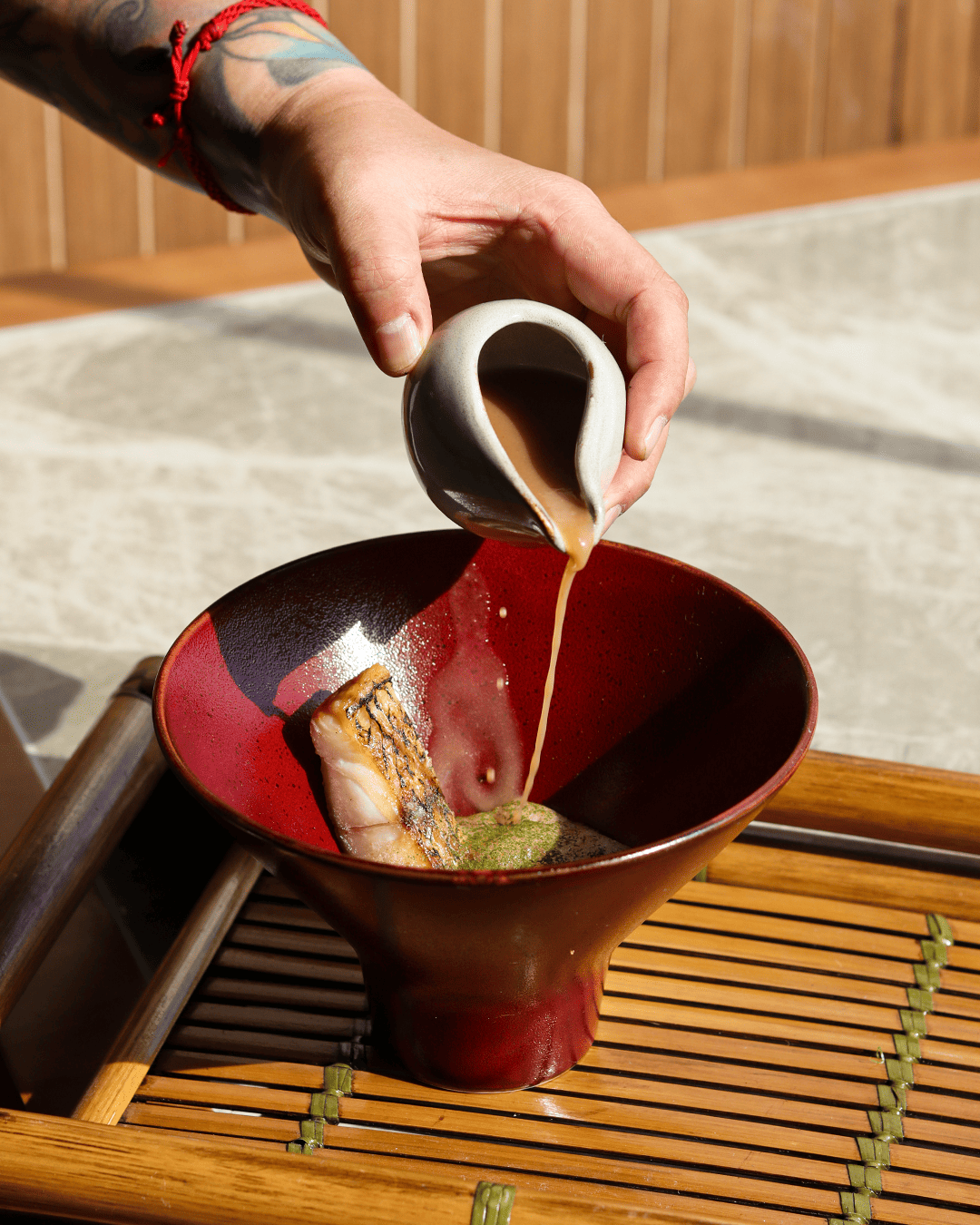 Tableside broth ceremony